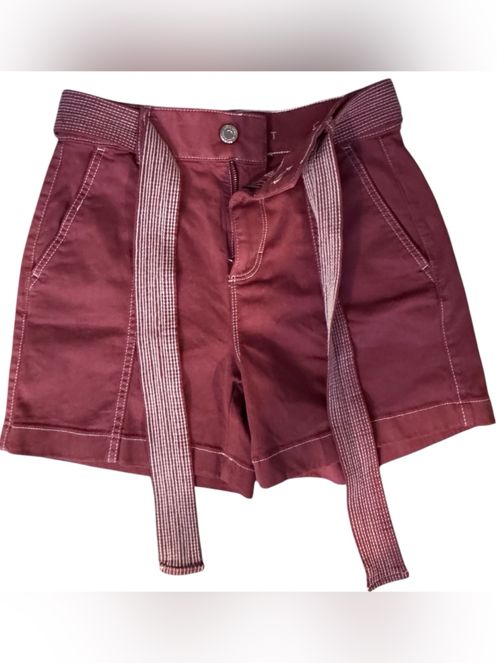 NWT WHM High-Waist Burgundy Shorts with Belt 0